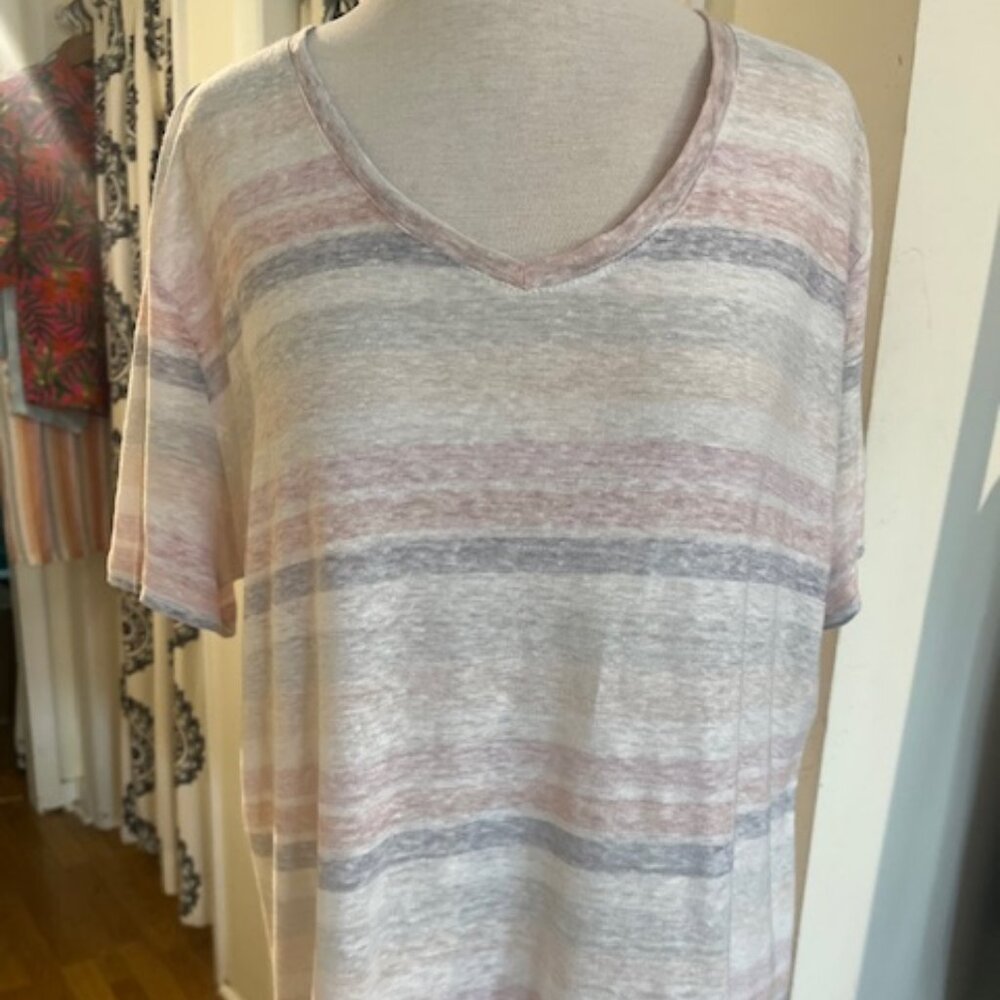 Charlie B Printed Stripe Linen T-shirt